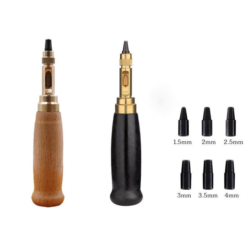 新势力自动皮带冲可换式多头皮带冲 DIY皮革打孔器旋转冲 6件套冲