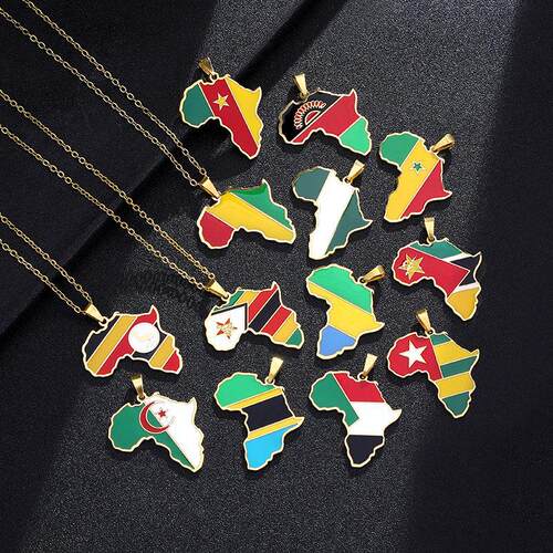Rwanda Egypt Uganda 非洲地图科特迪瓦卢旺达埃及乌干达项链饰品