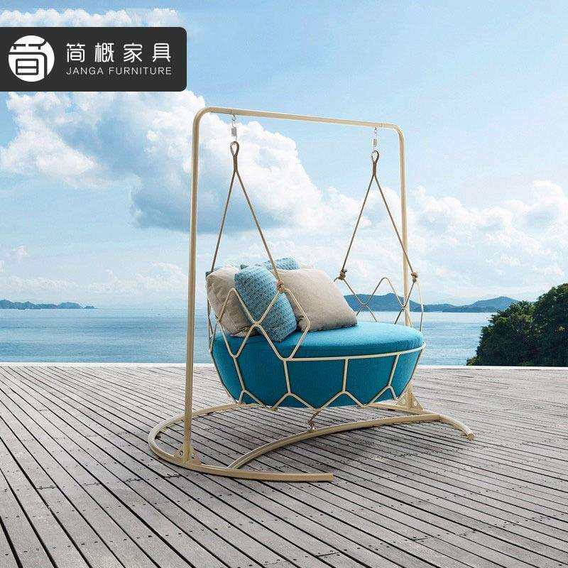 户外休闲秋千吊篮别墅花园室内露台网红家用藤椅双人落地吊床组合