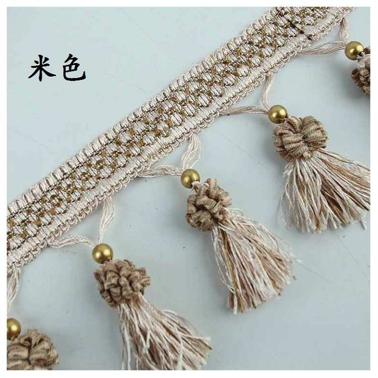 柯桥窗帘花边 厂家直销批发 家纺辅料 手工吊穗 冰箱巾铜珠草莓
