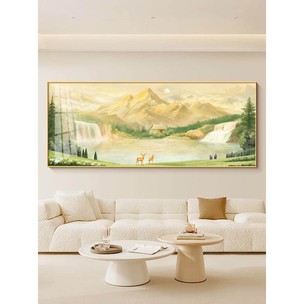 聚宝盆壁画客厅挂画2025新款现代简约办公室一整幅聚财山水风景画