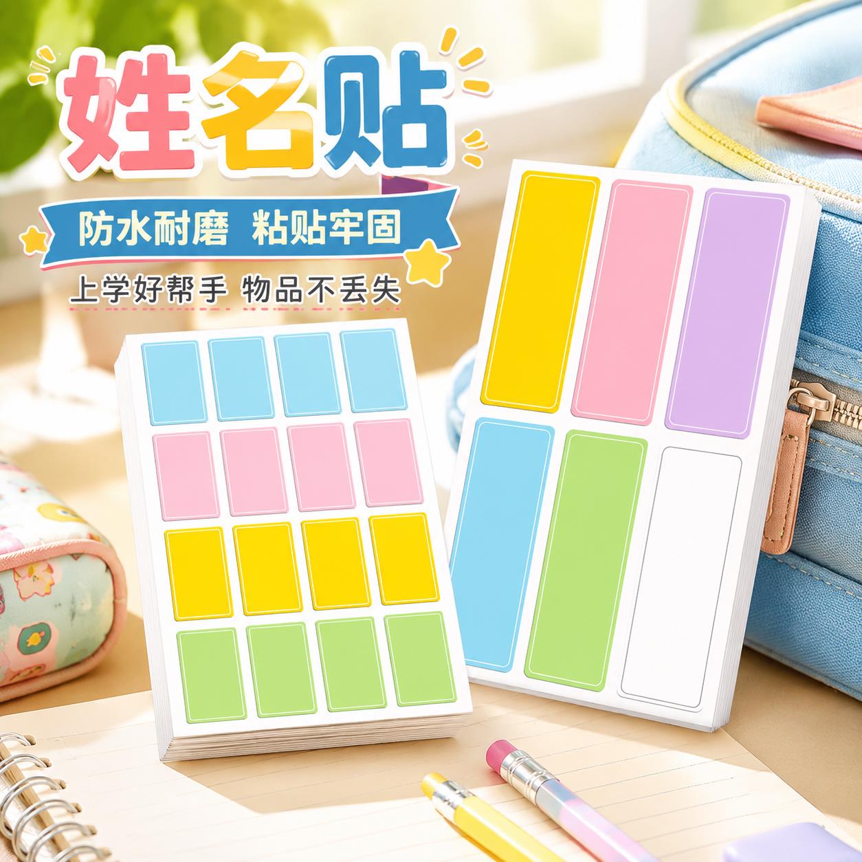 幼儿园宝贝姓名贴不干胶分类彩色标签贴纸手写自粘性一年级名字贴