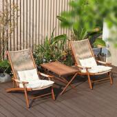 阳台小桌椅看书喝茶休闲 椅子编藤椅午休折叠躺椅庭院花园户外桌