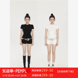 pempl休闲裤女夏季黑白，轻亚低腰超短裤，y2k百搭显瘦短裤热裤潮