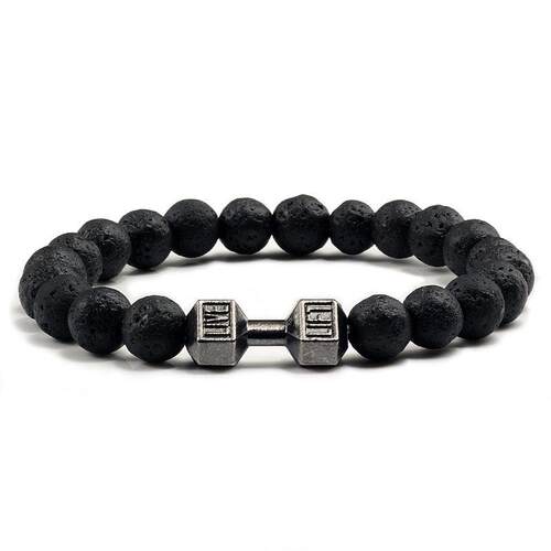 Classic Natural Stone Beaded Bracelet gym Fitness Dumbbell