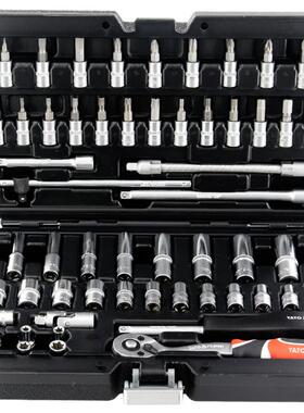 YATO/易尔拓汽修工具套筒棘轮扳手组合套装小飞1/4工具箱