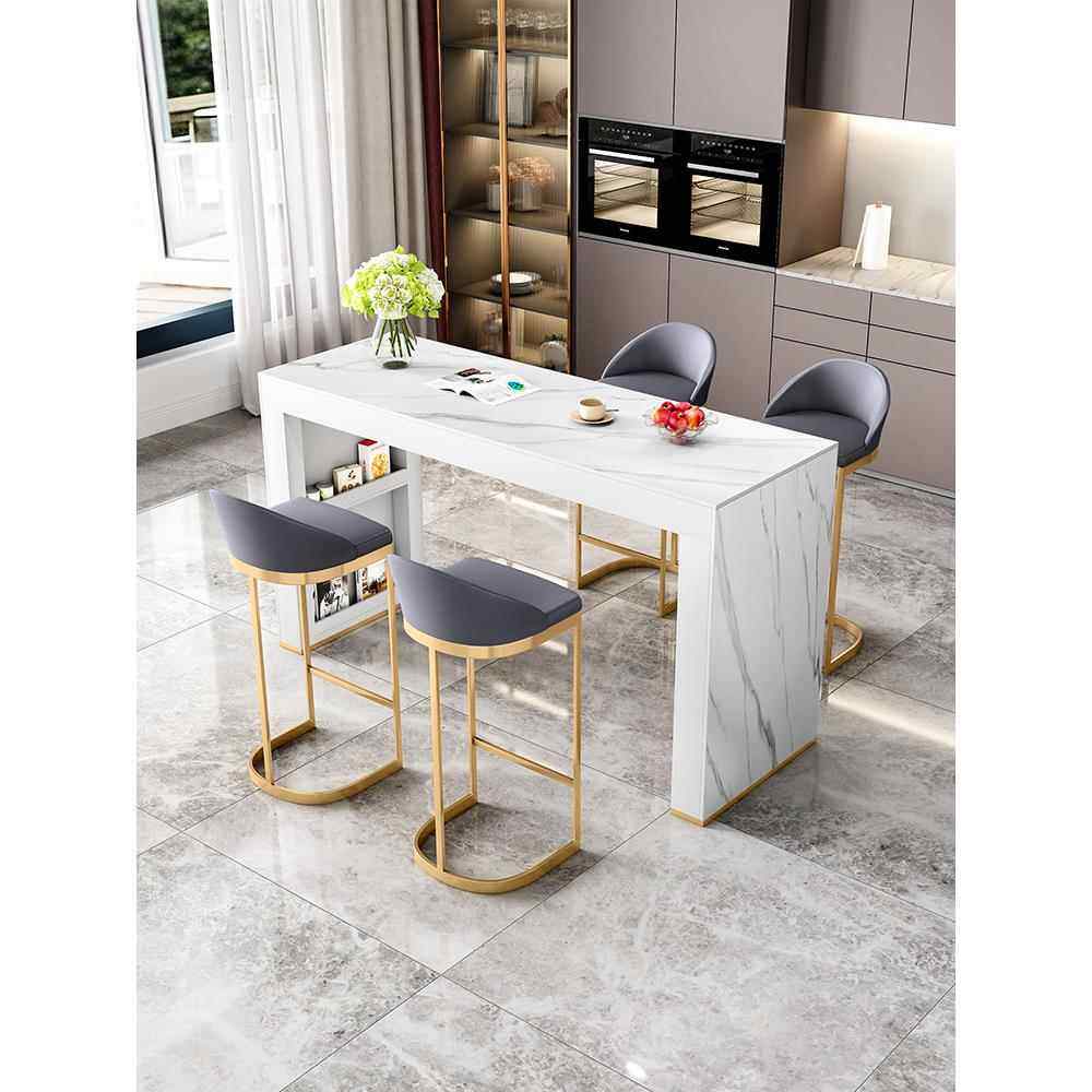 简约轻奢岩板中岛台餐吧台家用客厅隔断开放式厨房吧台桌高脚桌椅