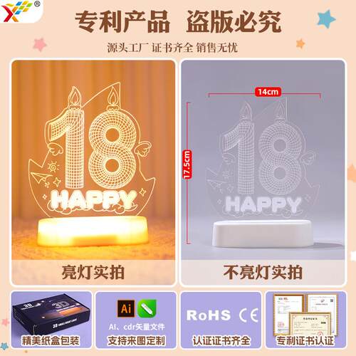 发光1岁前程似锦件led彩灯摆生日成牌人礼8氛围装饰NLA布置小夜灯