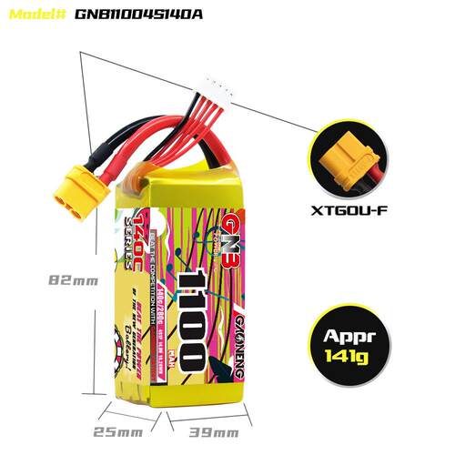 高能GNB 1100mAh 4S 14.8V 140C穿越机航模FPV锂电GAONENG LiPo