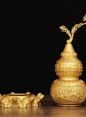 黄铜九龟葫芦件可开LZC口摆医家葫芦用办公室桌面装饰品八宝龟天