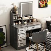 梳妆台小户型床头柜2025新款 轻奢感卧室镜子化妆桌书桌收纳柜