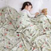 儿童八层纱布盖毯A类竹棉婴儿抱被柔软透气宝宝空调毯幼儿园薄被