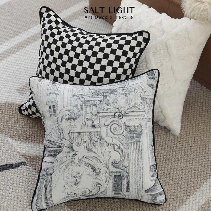 简约现代客厅沙发靠枕黑白色系抱枕轻奢高级感样板房抱方形靠垫