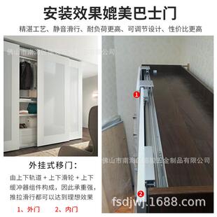 电视柜外门挂顶装式推拉门道衣橱柜双向JDG缓门冲平趟移轨五金配
