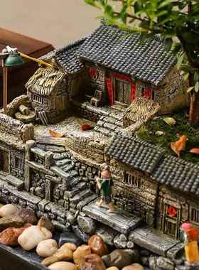 新中式禅意盆景摆件客厅办公室内书柜博古架装饰品桌面微景观造景