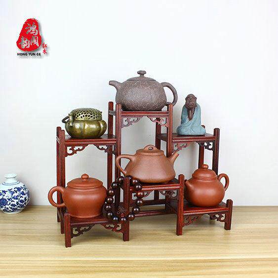 红酸枝茶架 紫砂壶架子 茶具收纳层架 小博古架 茶杯茶壶茶宠展示