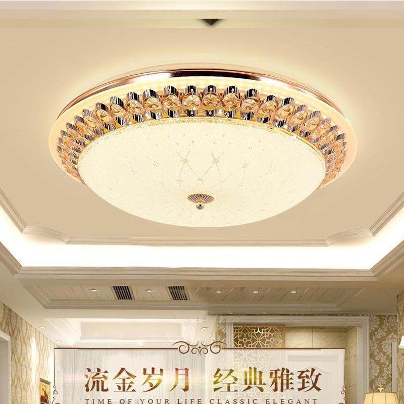 欧式温馨卧室水晶吸顶灯创意客厅圆形房间灯简欧过道阳台灯饰灯具