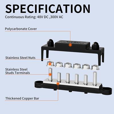 M8M10大电流汇流排游艇房车汽车275A电瓶改装6柱汇线铜排接线端子