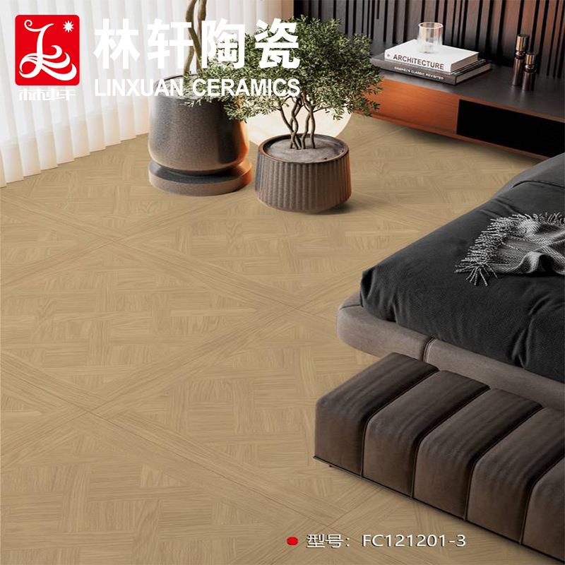 新中式仿木纹砖1200*1200服装店茶楼复古仿古砖工程防滑地砖
