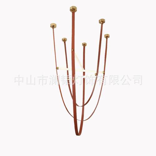 彩色皮革极简皮带吊灯展厅挑高吊灯复式别墅楼梯样板房客厅造型吊