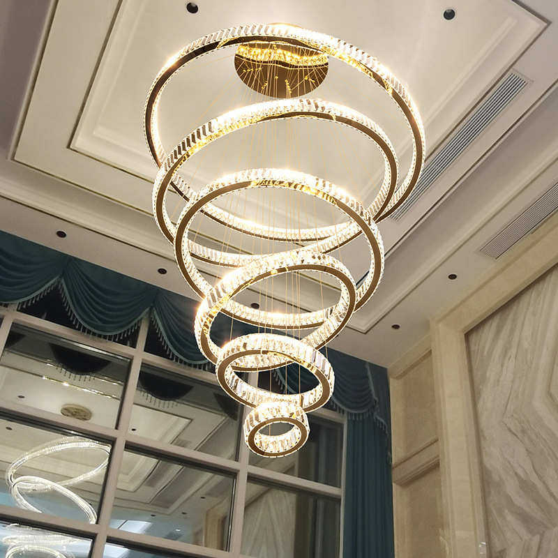 轻奢挑空客厅灯楼梯灯长吊灯简约现代大气自建房别墅复式楼大吊灯