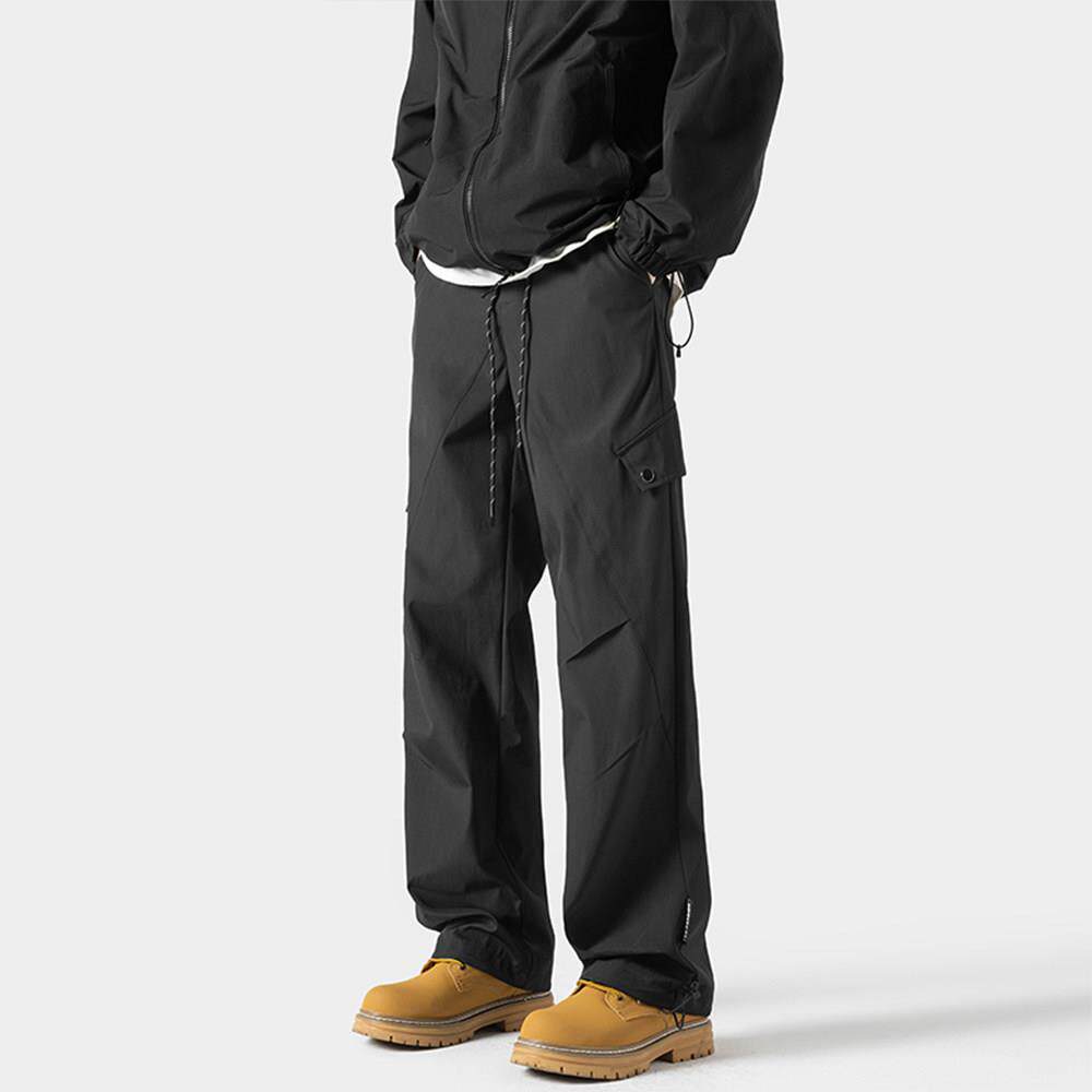 吾一白夏季薄款2026新款男生休闲直筒宽松防水冲锋工装男士长裤子