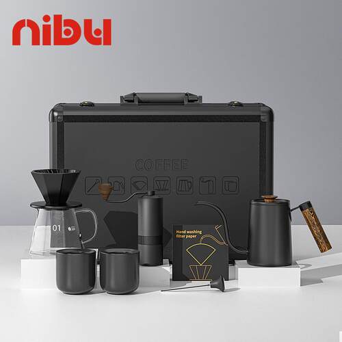 旅行箱手冲咖啡壶滤杯套装户外手冲壶磨豆机咖啡杯礼盒全套