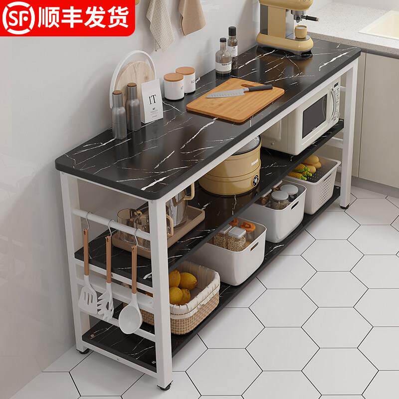 厨房置物架落地多层多功能切菜桌备餐工作台微波炉锅具收纳窄边柜