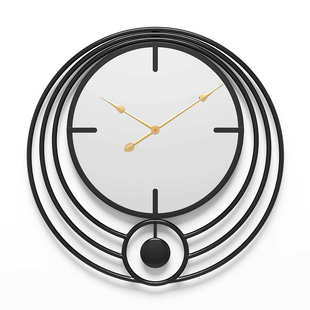 圆形铁艺镜面钟ebay欧式 铁艺挂钟客厅外贸静音壁钟现货代发