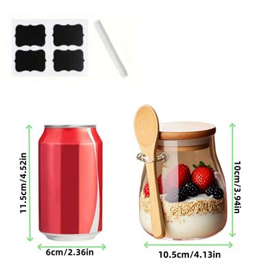 1/2/3/4Pcs, 330ml Glass Cup, Salad Bowl, Glass Jar with Lid,