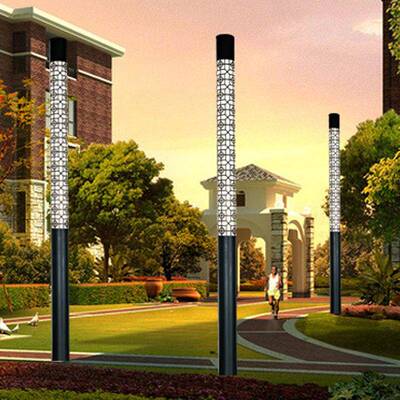 LED景观灯铝制圆形镂空玫瑰花纹小区花园灯特色景观灯柱