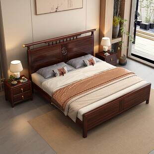 新中式 双人床高箱 乌用金木1实木床家1.m.8m现代简约主卧bfyk622