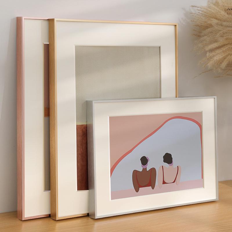 V45O铝合金画框挂墙简约海报相框装裱拼图金属窄边外框定 制边框