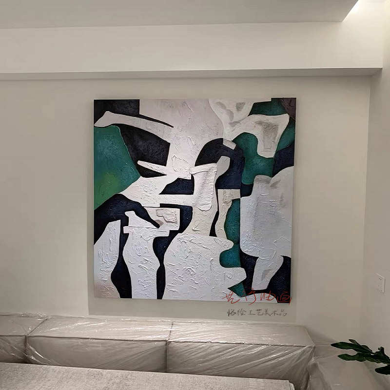 手绘抽象肌理3d立体高级感油画客厅沙发背景过道走廊装饰艺术挂画图片