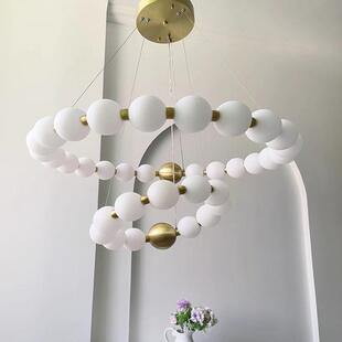 北欧轻奢圆形魔豆吊灯客厅主灯简约现代创意卧室书房圆环餐厅大灯