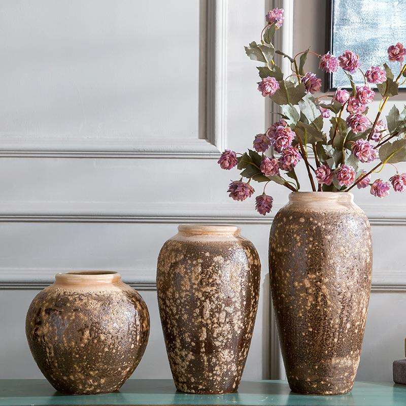 陶瓷花瓶干花 复古颜色釉窑变美式摆件家居软装饰品 配家具家私