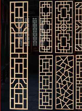 背景装饰洞吊顶古木雕断实仿木定作中式木隔花门窗月洞PDD10214门