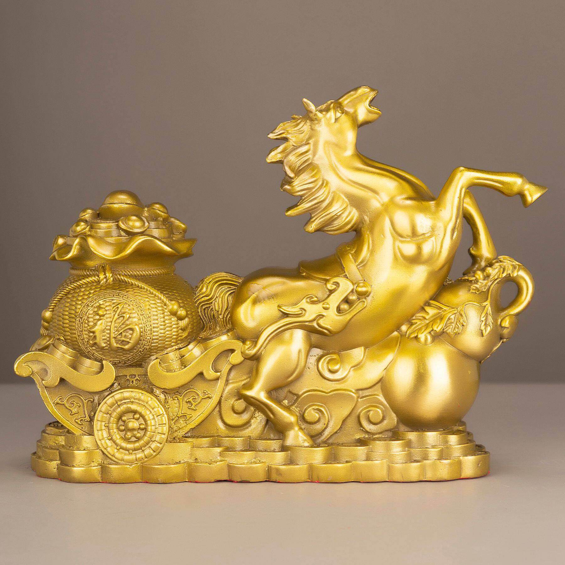 纯黄铜马饰品,铜马聚宝盆,马成功,马锭,马车招财,办公室开业