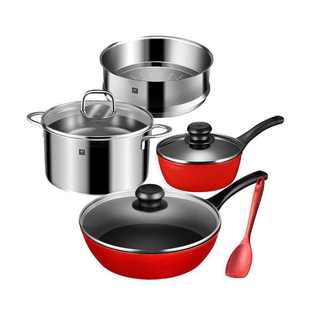 锅组5件套24cm蒸锅汤锅厨房28cm煎炒锅奶锅灶具通用