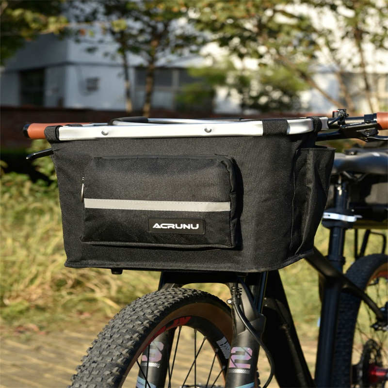 自行车前车筐山地车电动折叠车筐挂篮子前置框篓帆布置物架