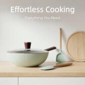 锅简约热卖 厨房锅 炒不粘锅家用平底锅防烫手柄锅具炖套详询客服装