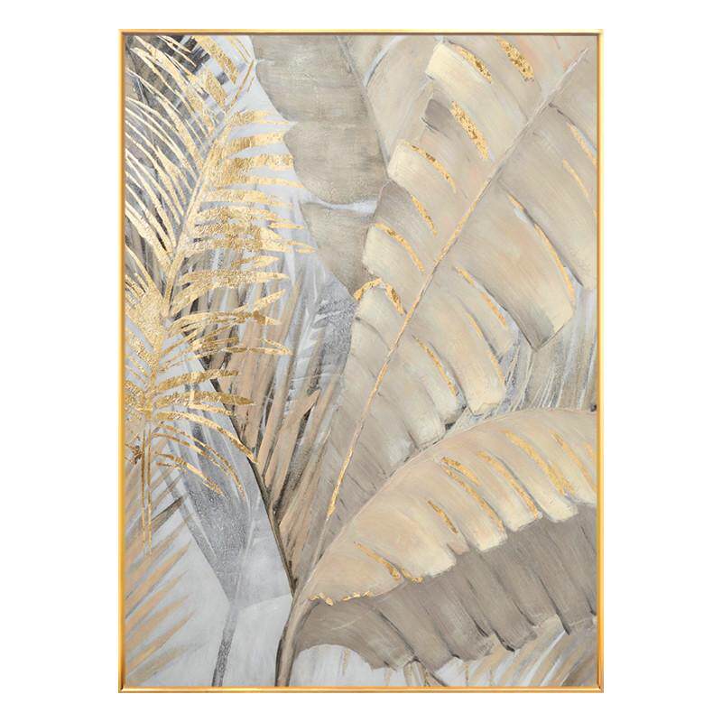 纯手绘油画抽象金箔芭蕉叶玄关装饰画现代轻奢客厅沙发背景墙挂画,家居饰品,油画,淘宝优惠券,粉丝福利购,淘宝优惠卷