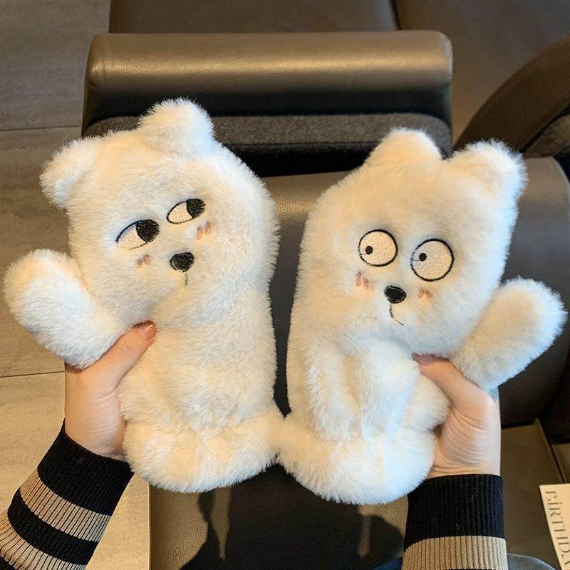 2023新款手套女冬季可爱毛绒骑车保暖加厚防寒挂脖女生冬天棉手套