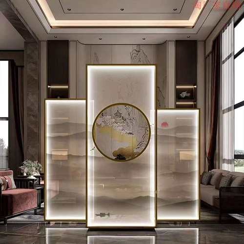 新款简约铝合金边框屏风 轻奢屏风客厅入户玄关铝合金屏风隔断