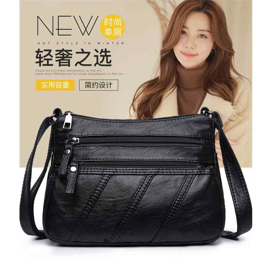 潮牌韩版新款斜挎包妈妈单肩包水洗软皮女士小包包中老年百搭女包