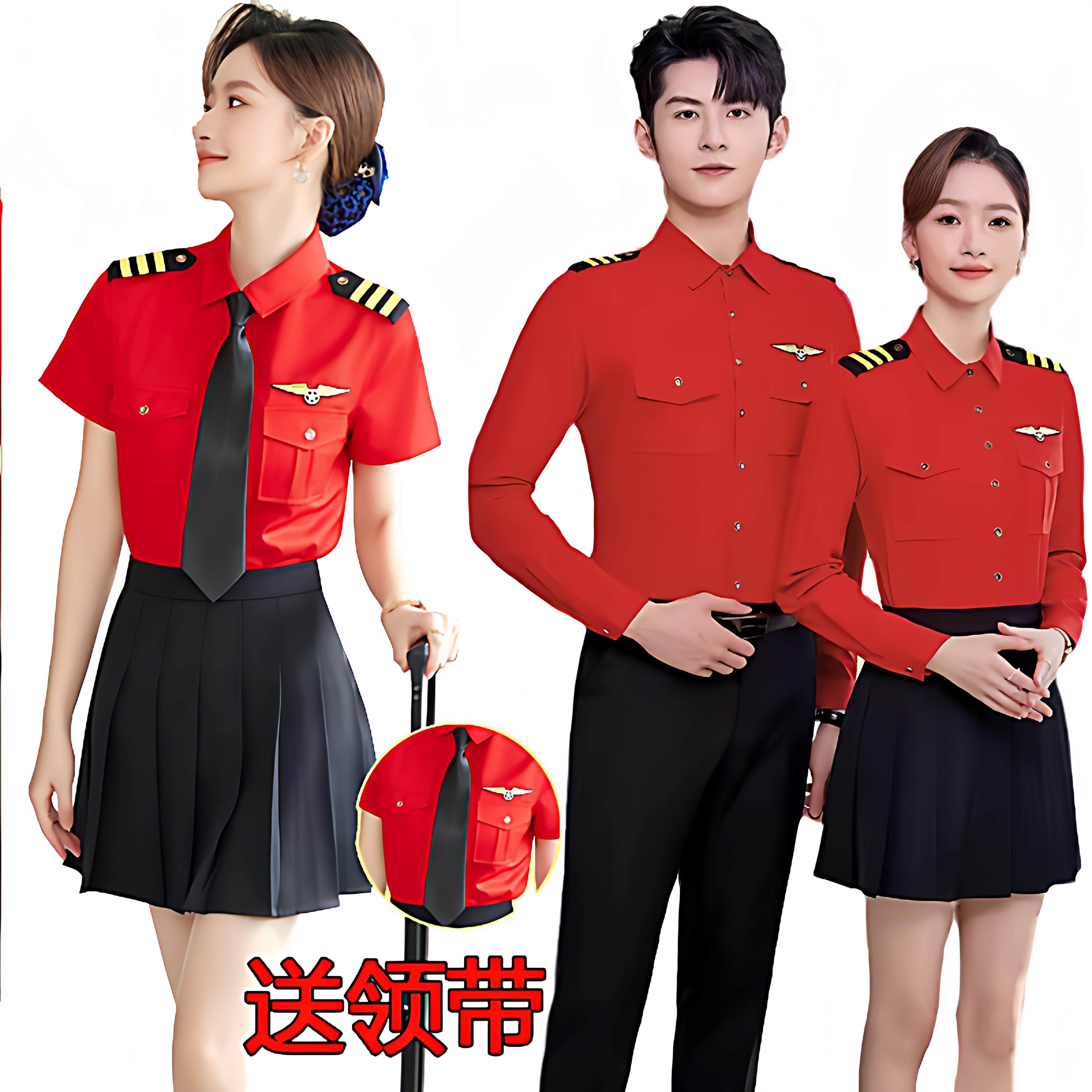 男女春夏季大红色衬衫乐队仪仗敲鼓演出服装军鼓舞团表演服衬衫套