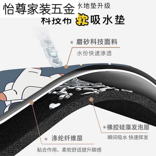 滑QWM厨房垫吸水防可地裁剪