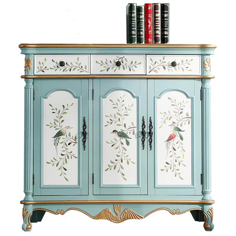 高档美式鞋柜物柜田园收地纳柜中海风格隔储断柜百叶门厅透2气020