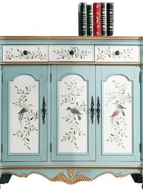 高档美式鞋柜物柜田园收地纳柜中海风格隔储断柜百叶门厅透2气020