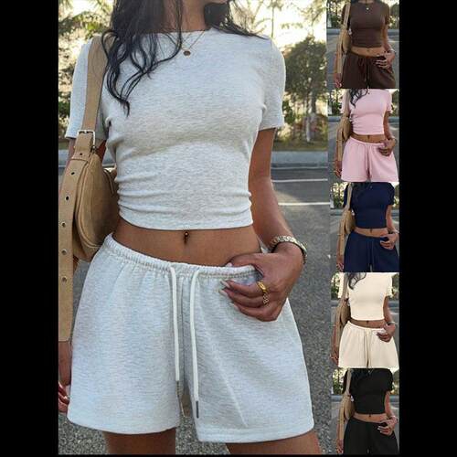 Women's 2-Piece Matching Loungewear Set Slim Fit Short